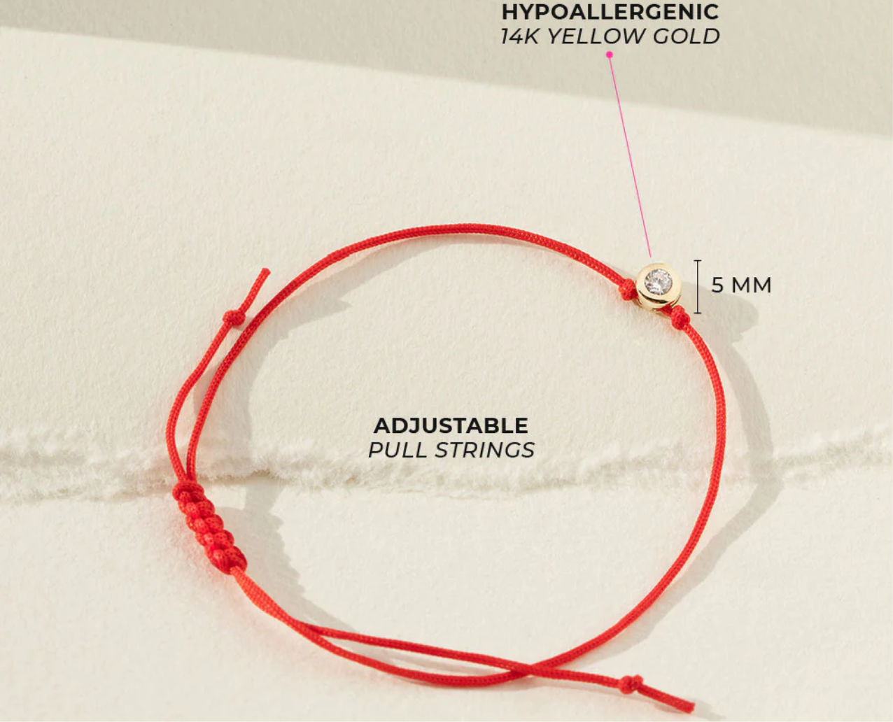 Red Thread Bracelet Yellow Gold