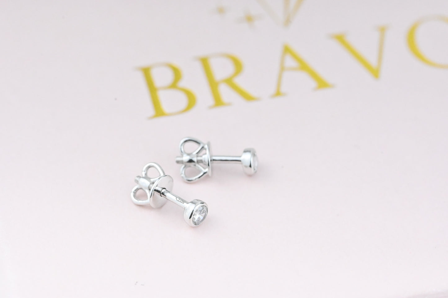 Kids Stud Earrings White Gold