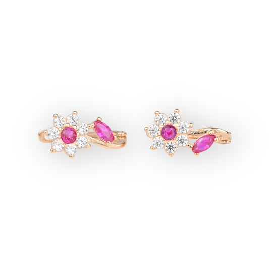 Kids Earrings Pink Flowers