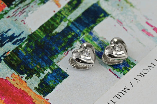 Kids Earrings Silver Hearts