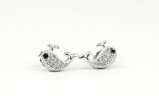 Kids Earrings Studs Silver Dolphins