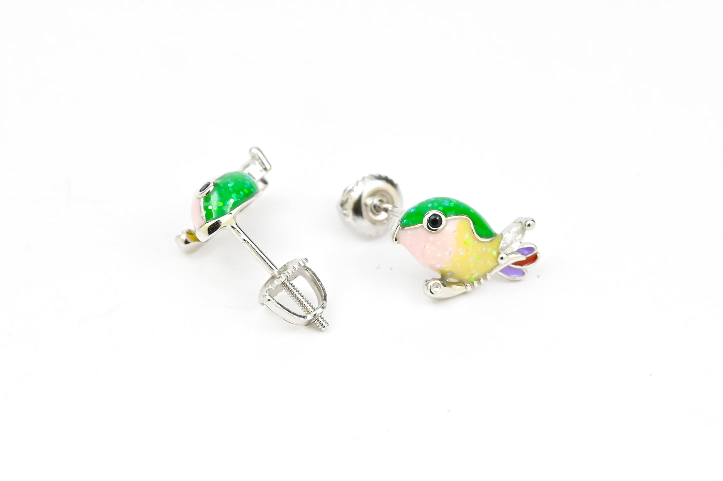 Silver Kids Earrings Birds