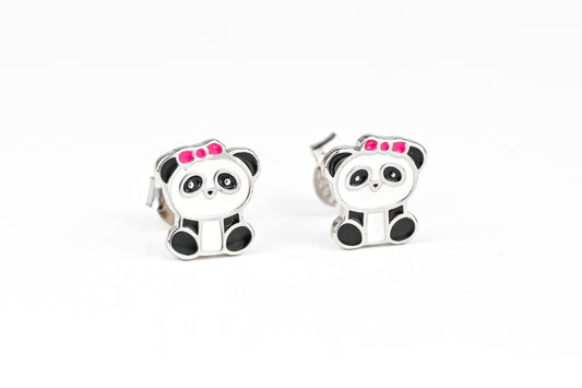 Kids Earrings Panda Screw in lock