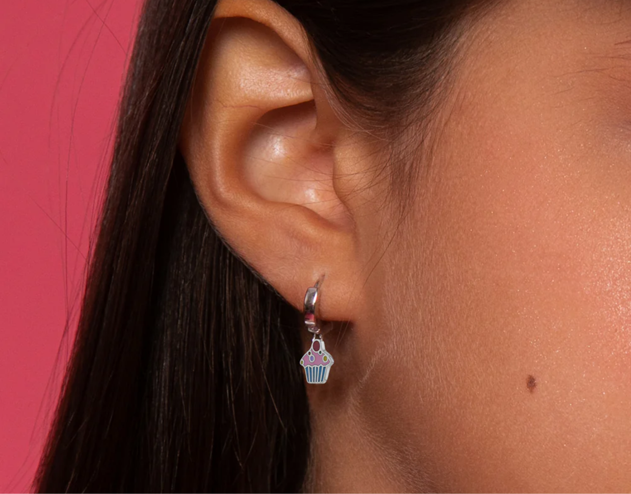 Dangle Earrings Silver Cupcake