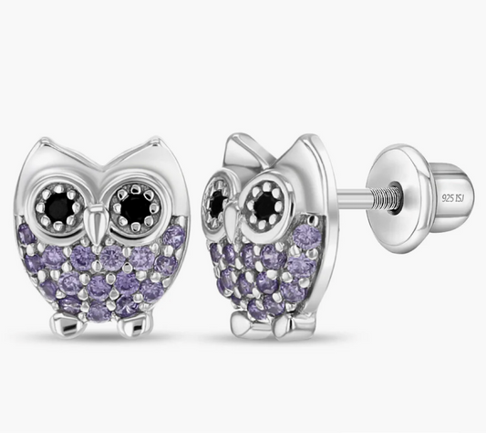 Silver Earrings Owl