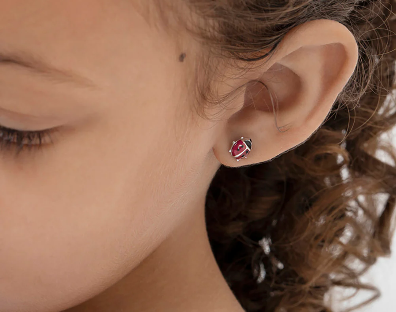 Silver Set Ladybug Earrings & Necklace