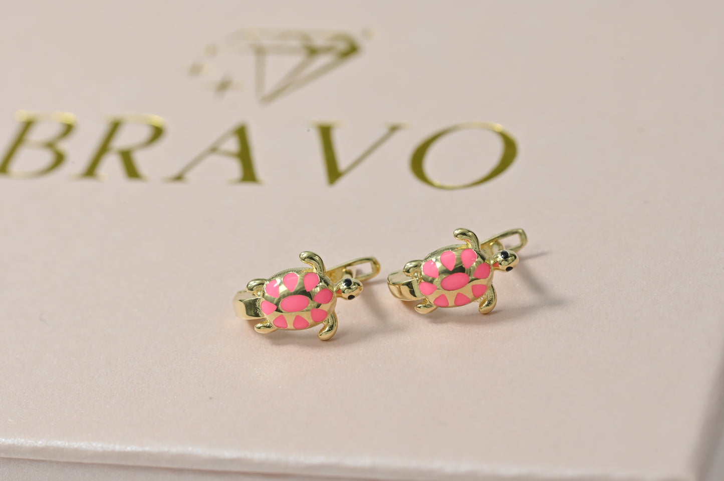 Kids Earrings Pink Turtle