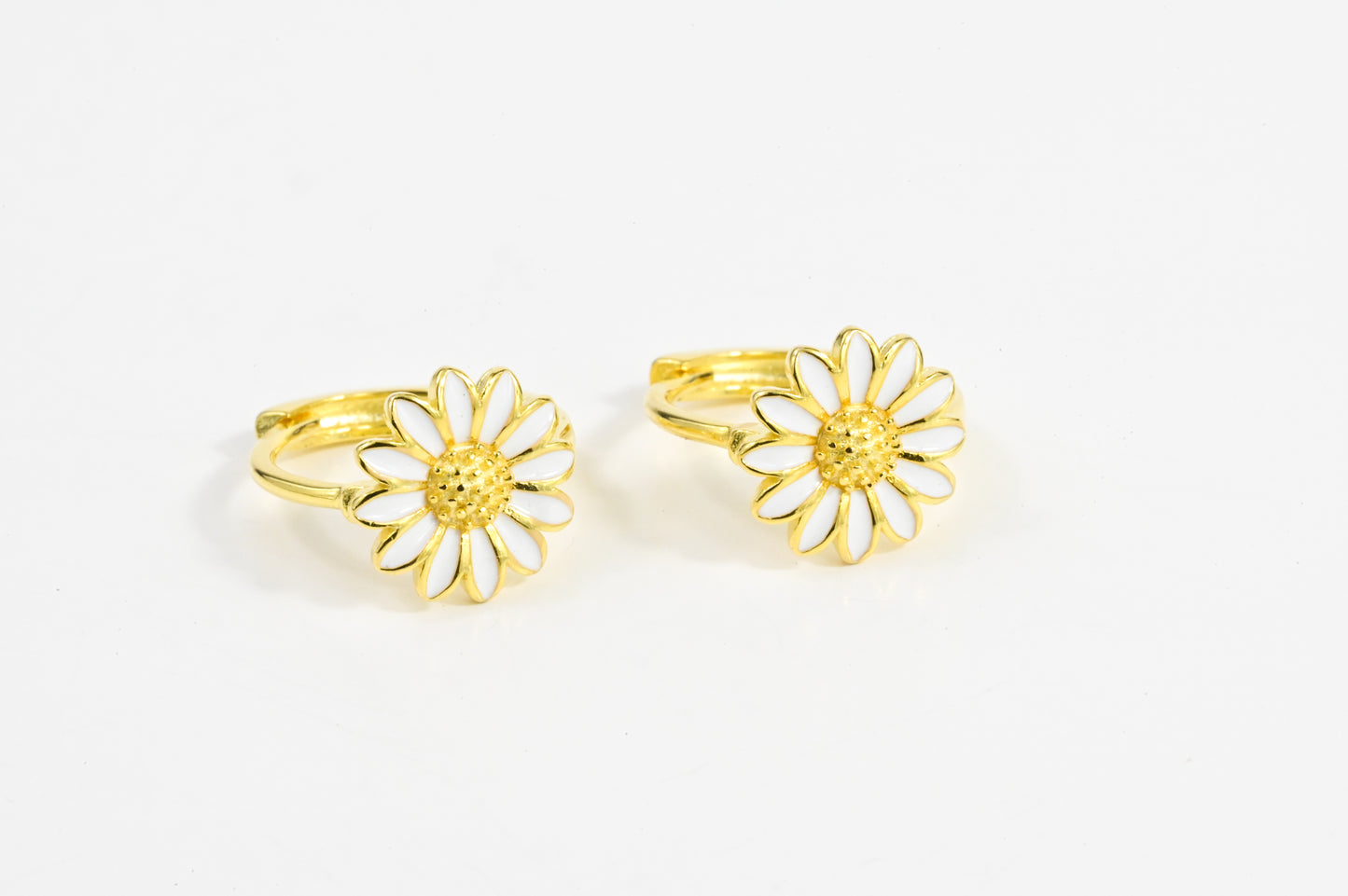 Silver Earrings Yellow Flowers