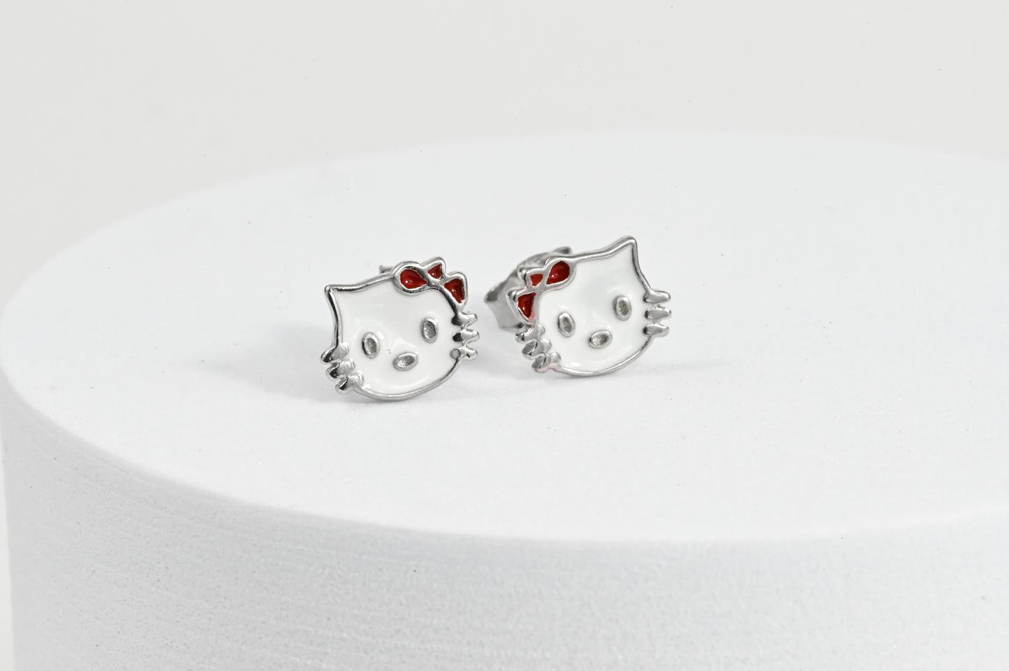 Silver Stud Earrings Kitty