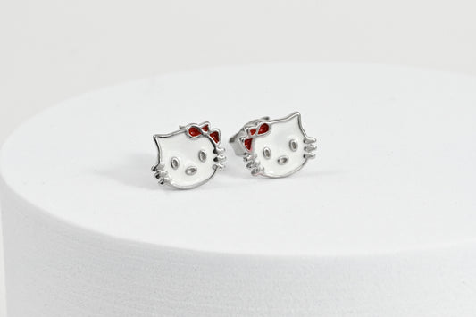 Silver Stud Earrings Kitty