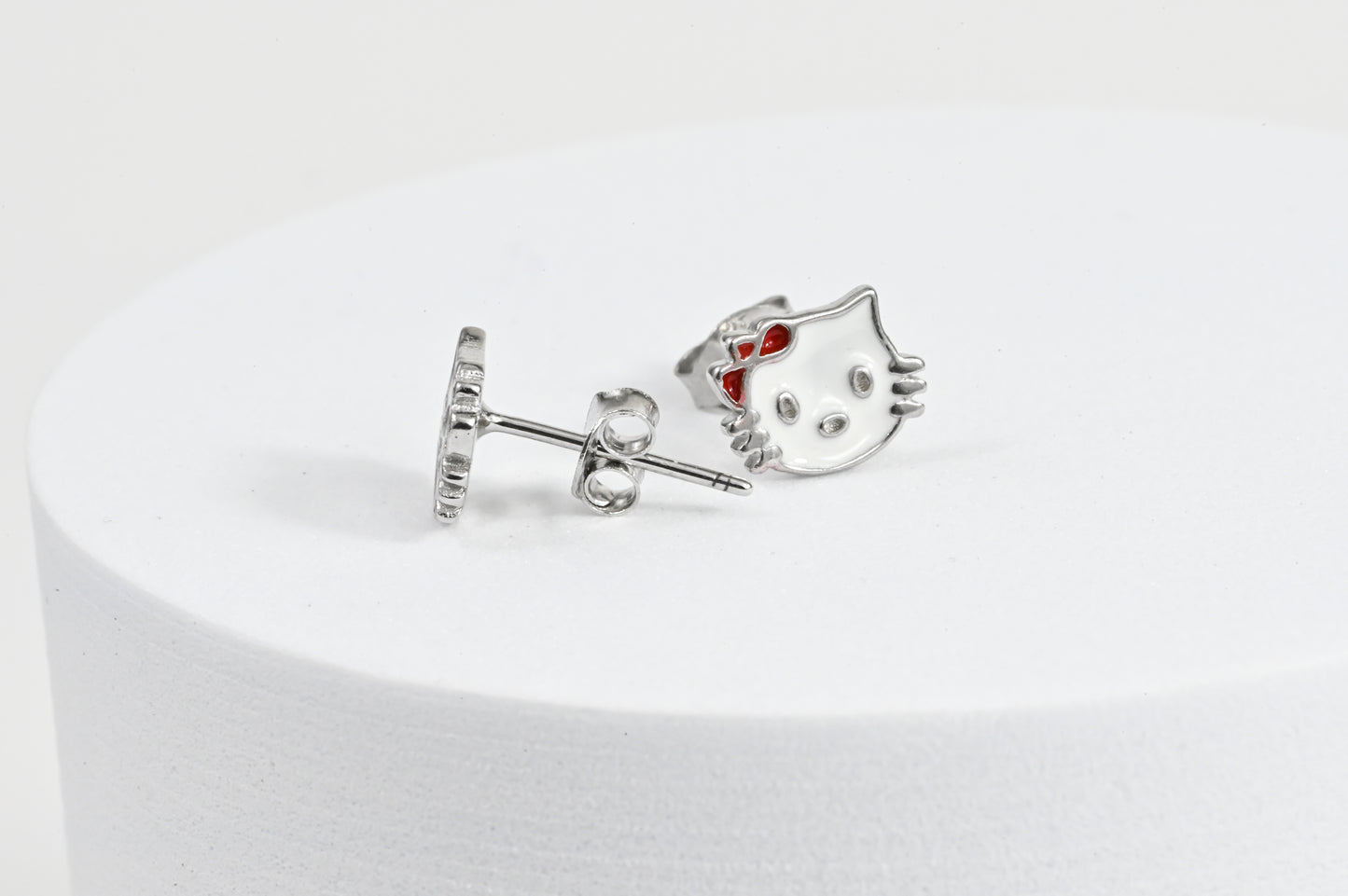 Silver Stud Earrings Kitty