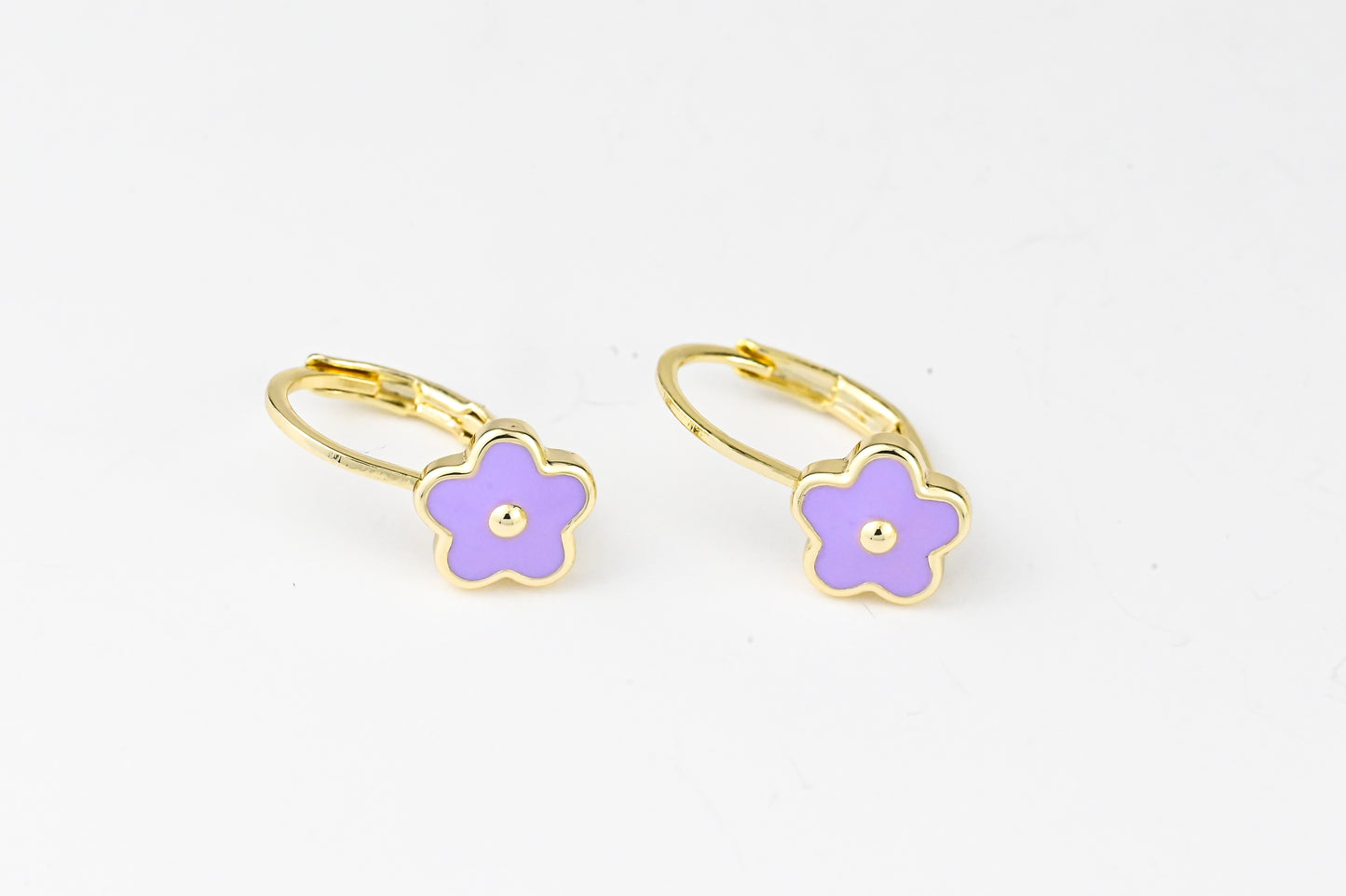 Kids Earrings Purple Flower