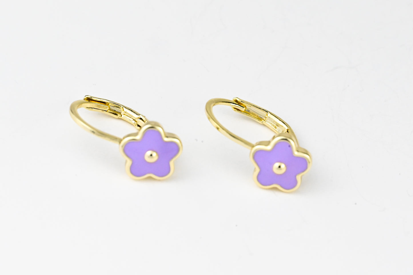 Kids Earrings Purple Flower