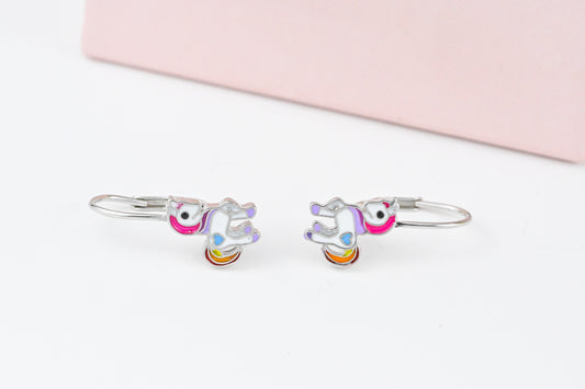 Kids Silver Earrings Unicorn