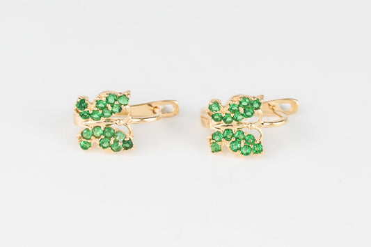 Kids Earrings Green Butterfly