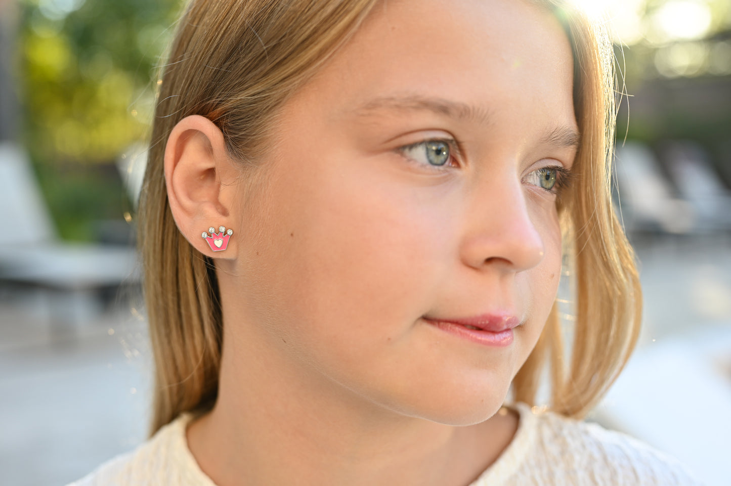 Kids Earrings Princess Silver