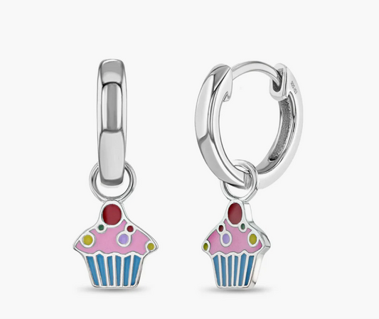 Dangle Earrings Silver Cupcake