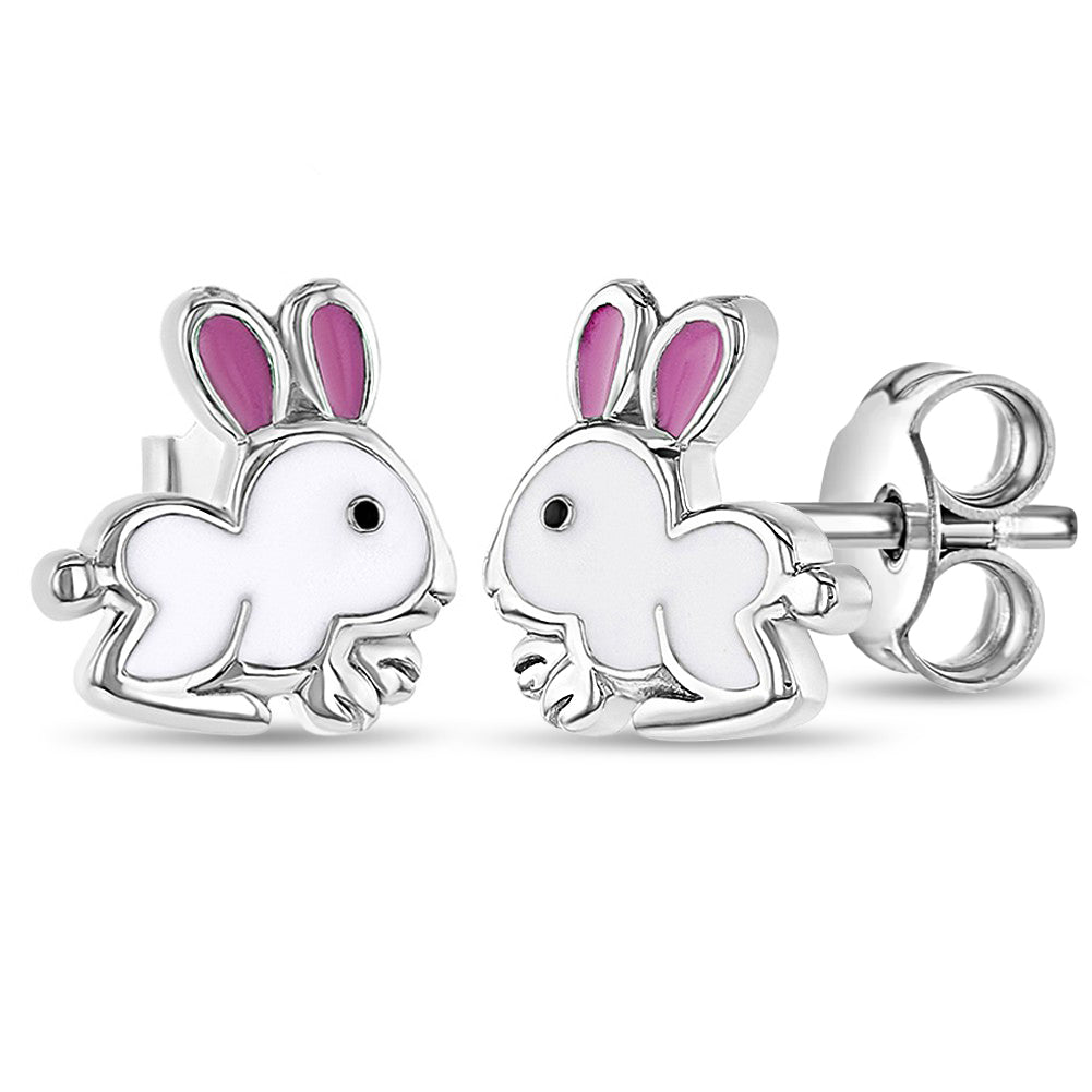 Bunny Silver Earrings for Kids