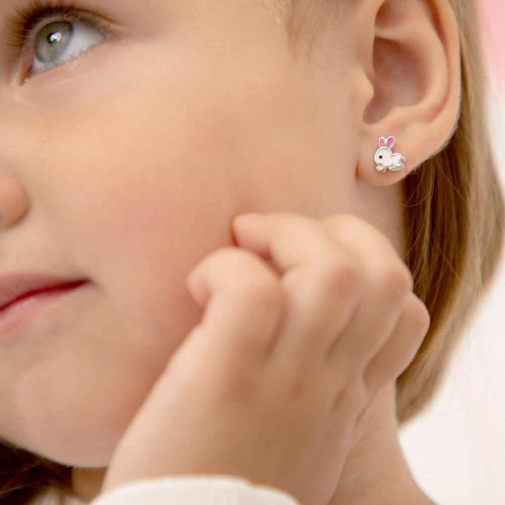 Bunny Silver Earrings for Kids