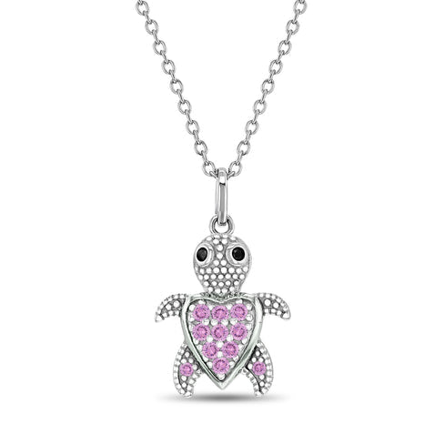 Turtle Kids Silver Pendant Necklace