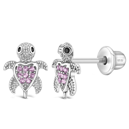 Turtle Silver Kids Earrings