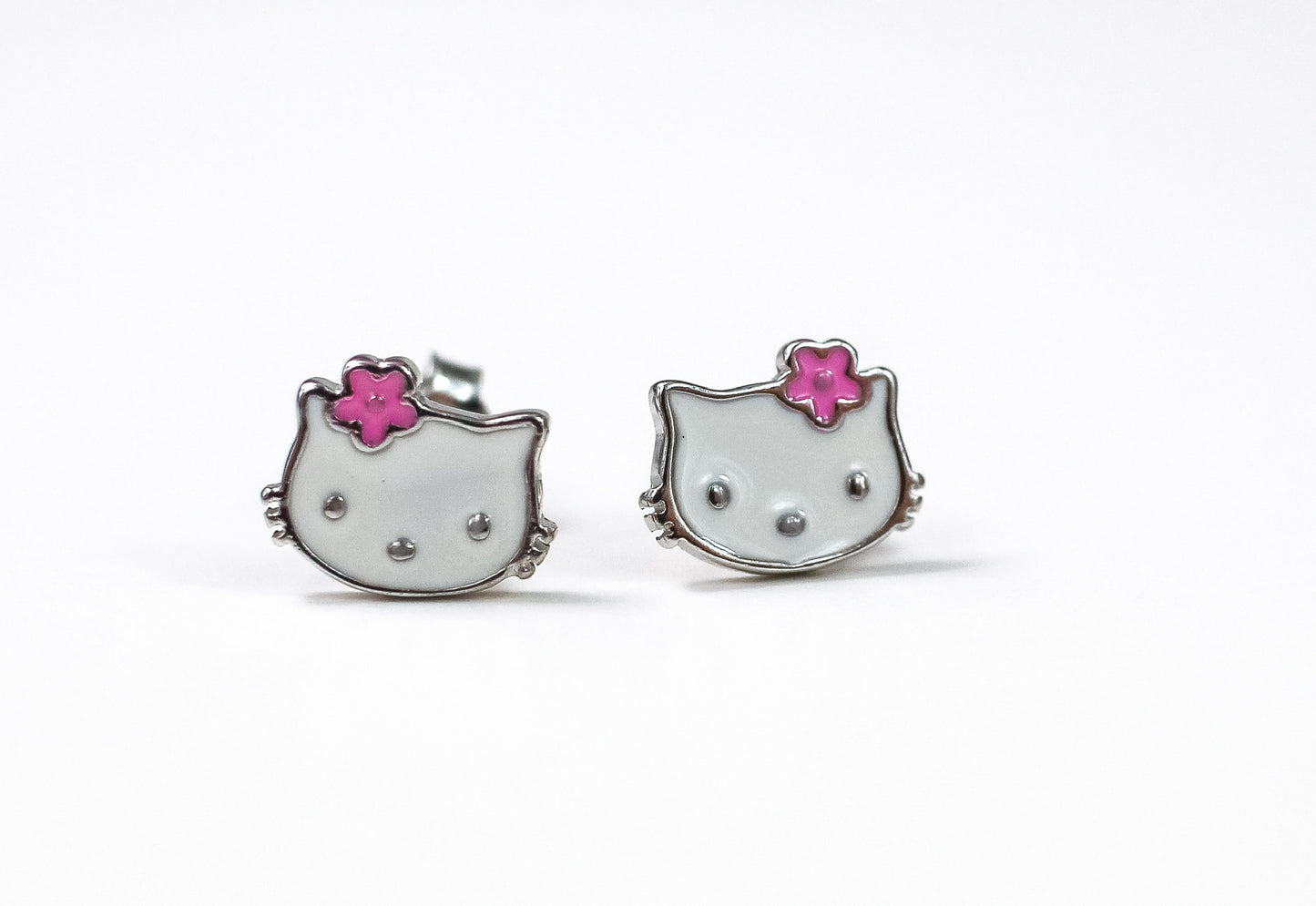 Kids studs  Earrings Kitty Silver