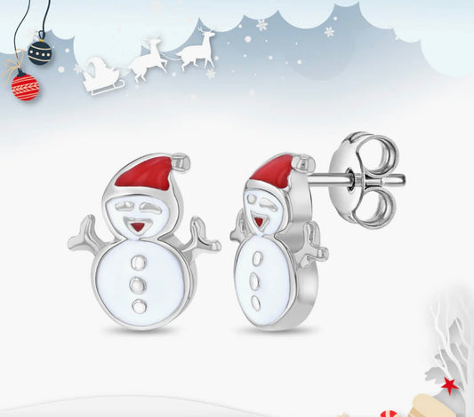 Silver Stud Earrings Snowmen