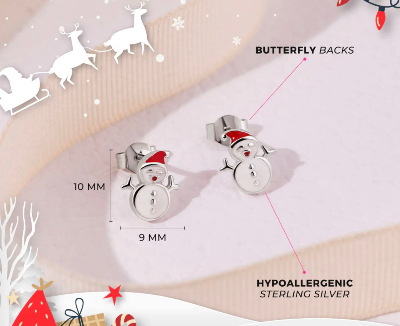 Silver Stud Earrings Snowmen