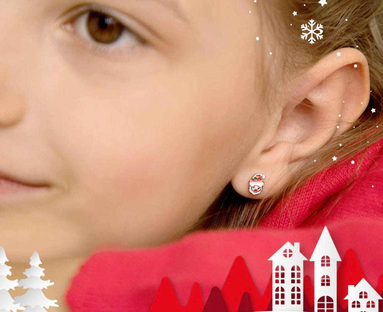 Silver Stud Earrings Santa