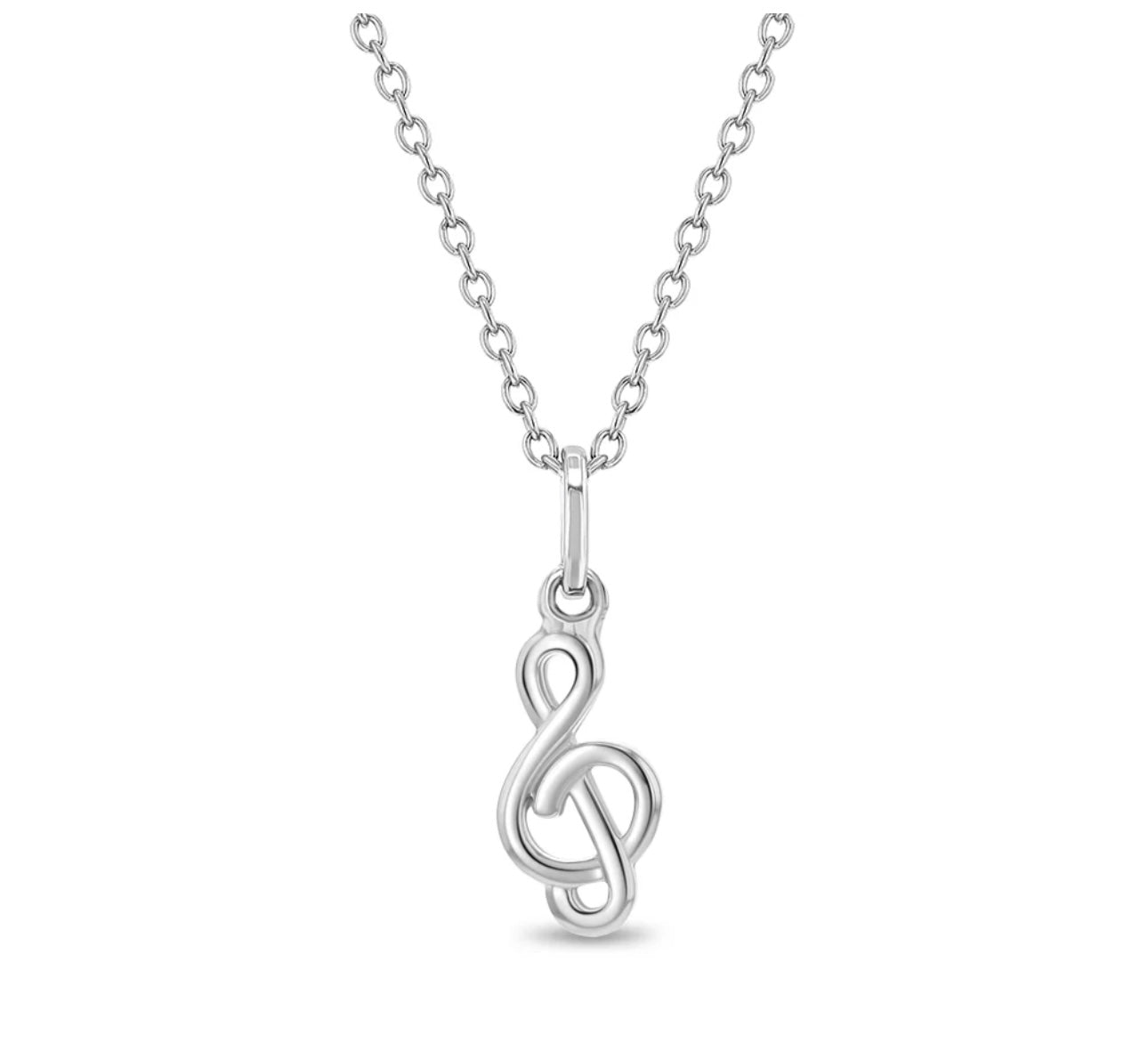 Silver Necklace Music Note