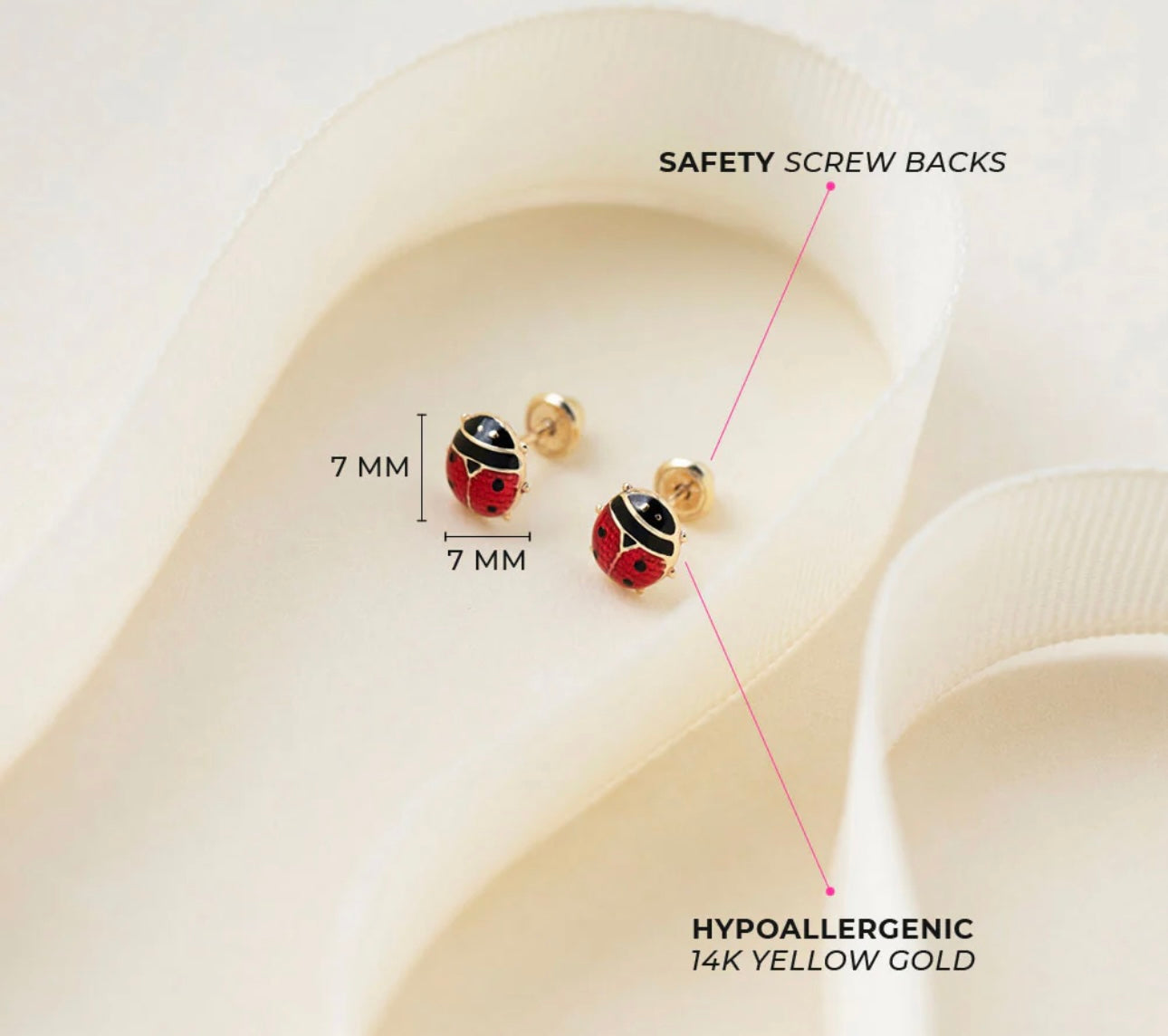 Kids Stud Earrings Ladybug