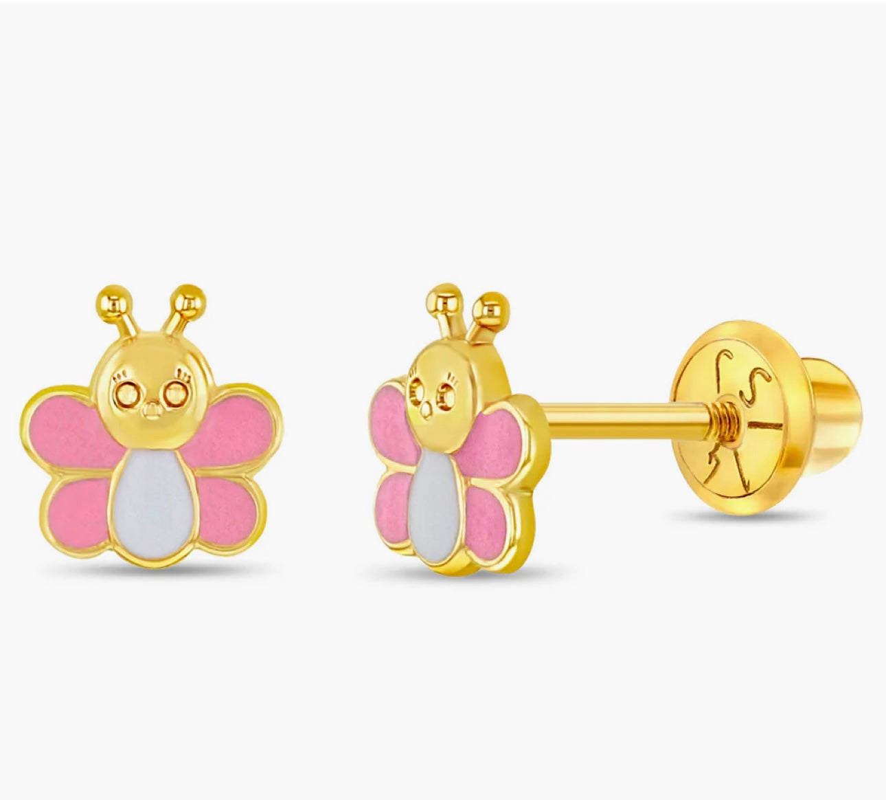 Gold Stud Kids Earrings Bee